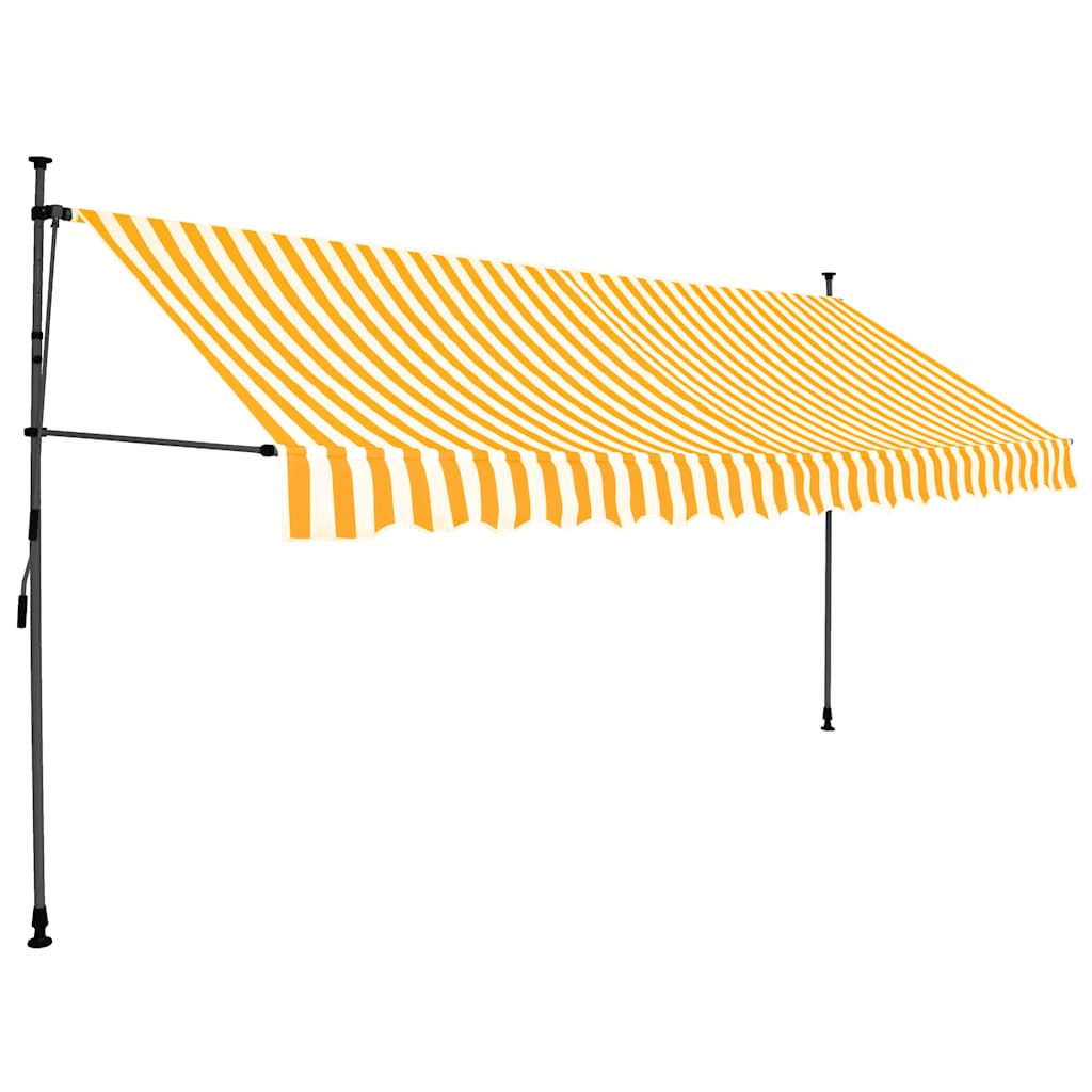 markise m. LED-lys manuel betjening 400 cm hvid og orange