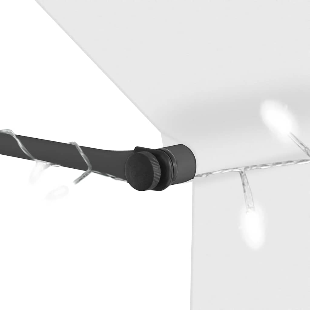 markise m. LED-lys manuel betjening 350 cm cremefarvet