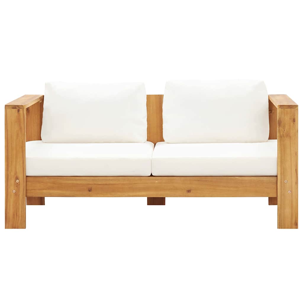 havesofa med hynde 140 cm massivt akacietræ cremefarvet