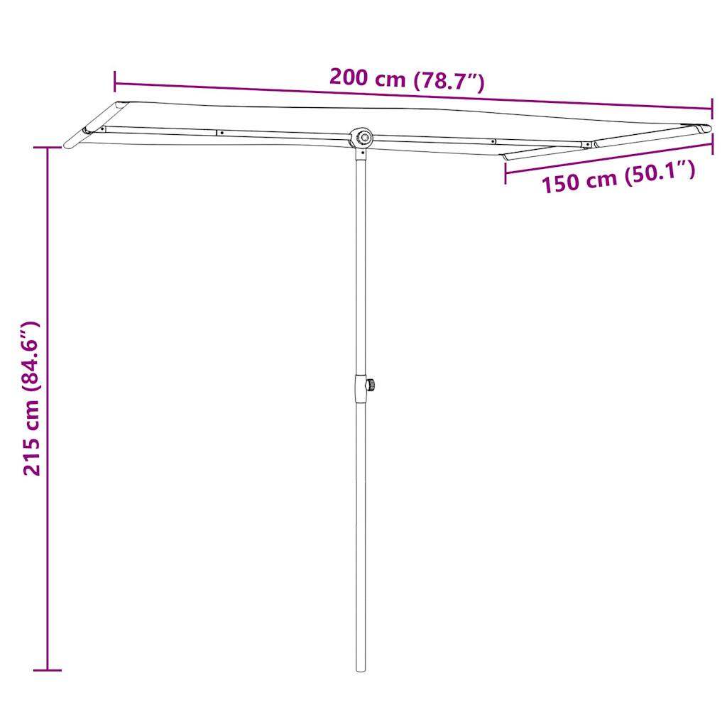 haveparasol med aluminiumstang 2x1,5 m azurblå