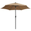 parasol med LED-lys og aluminiumsstang 300 cm gråbrun