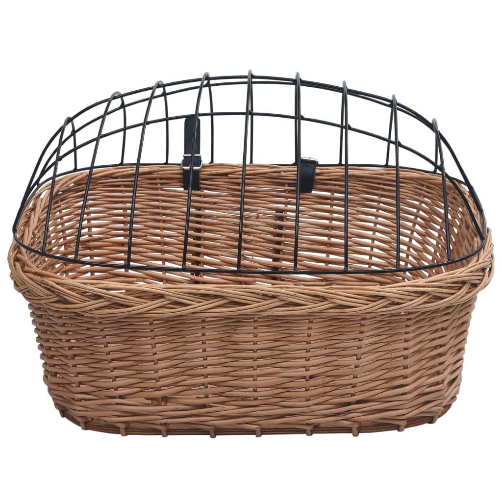 cykelkurv med låg til styr 50x45x35 cm naturlig pil
