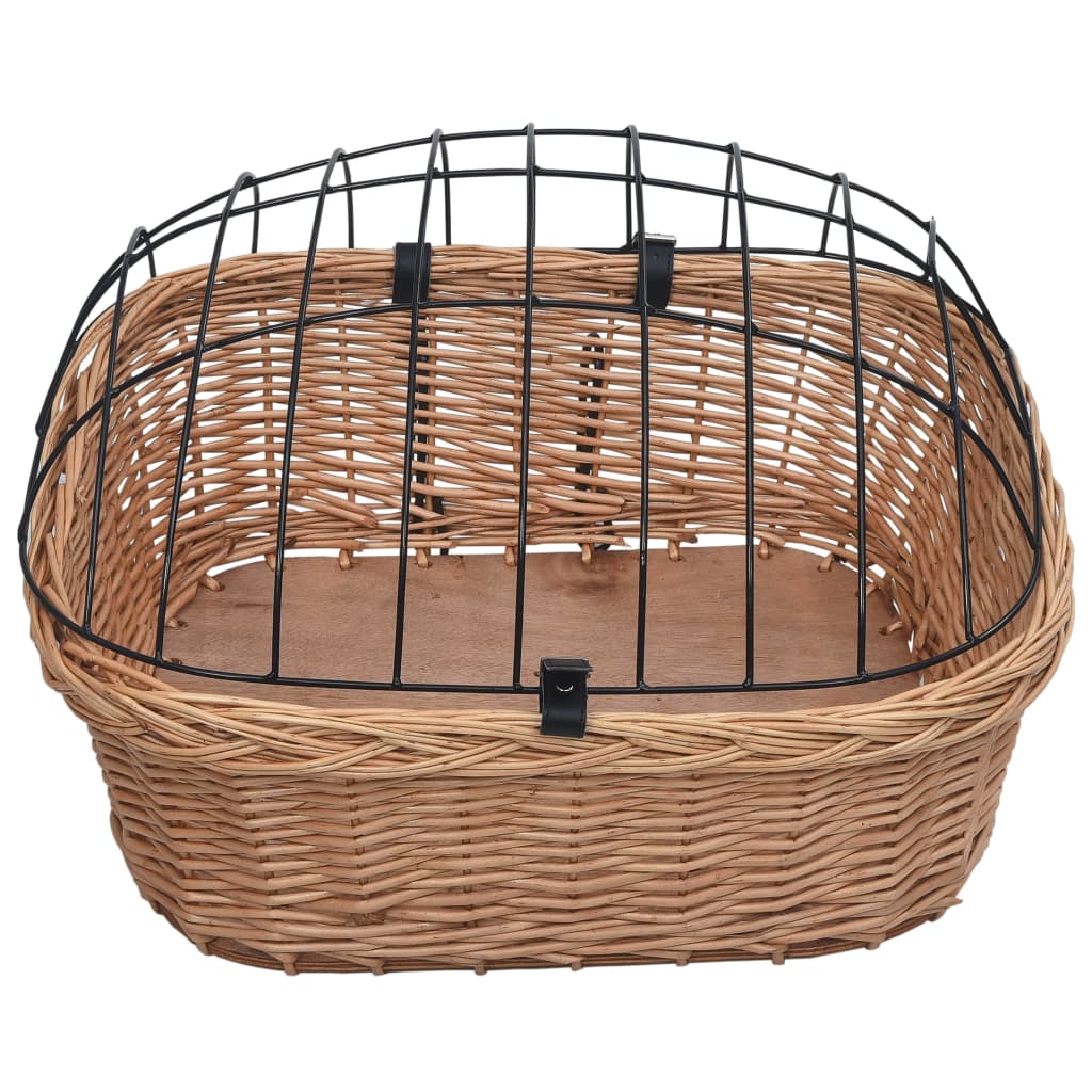 cykelkurv med låg til styr 50x45x35 cm naturlig pil
