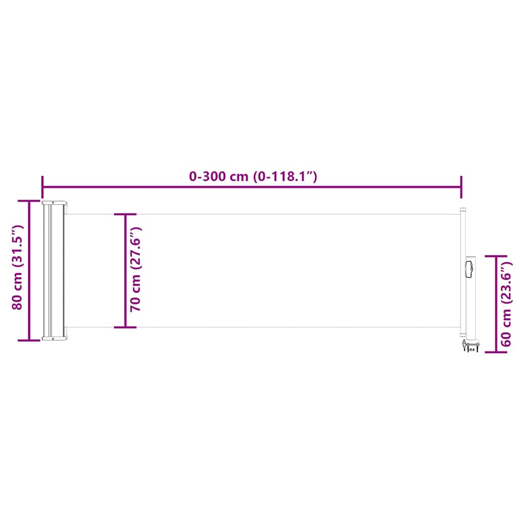 sammenrullelig sidemarkise til terrassen 80x300 cm rød
