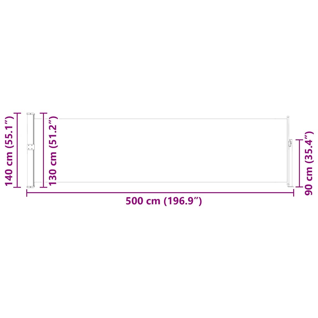 sammenrullelig sidemarkise til terrassen 140 x 500 cm grå