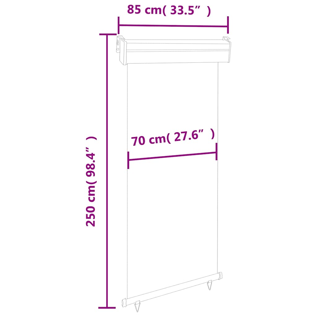 sidemarkise til altan 85x250 cm cremefarvet