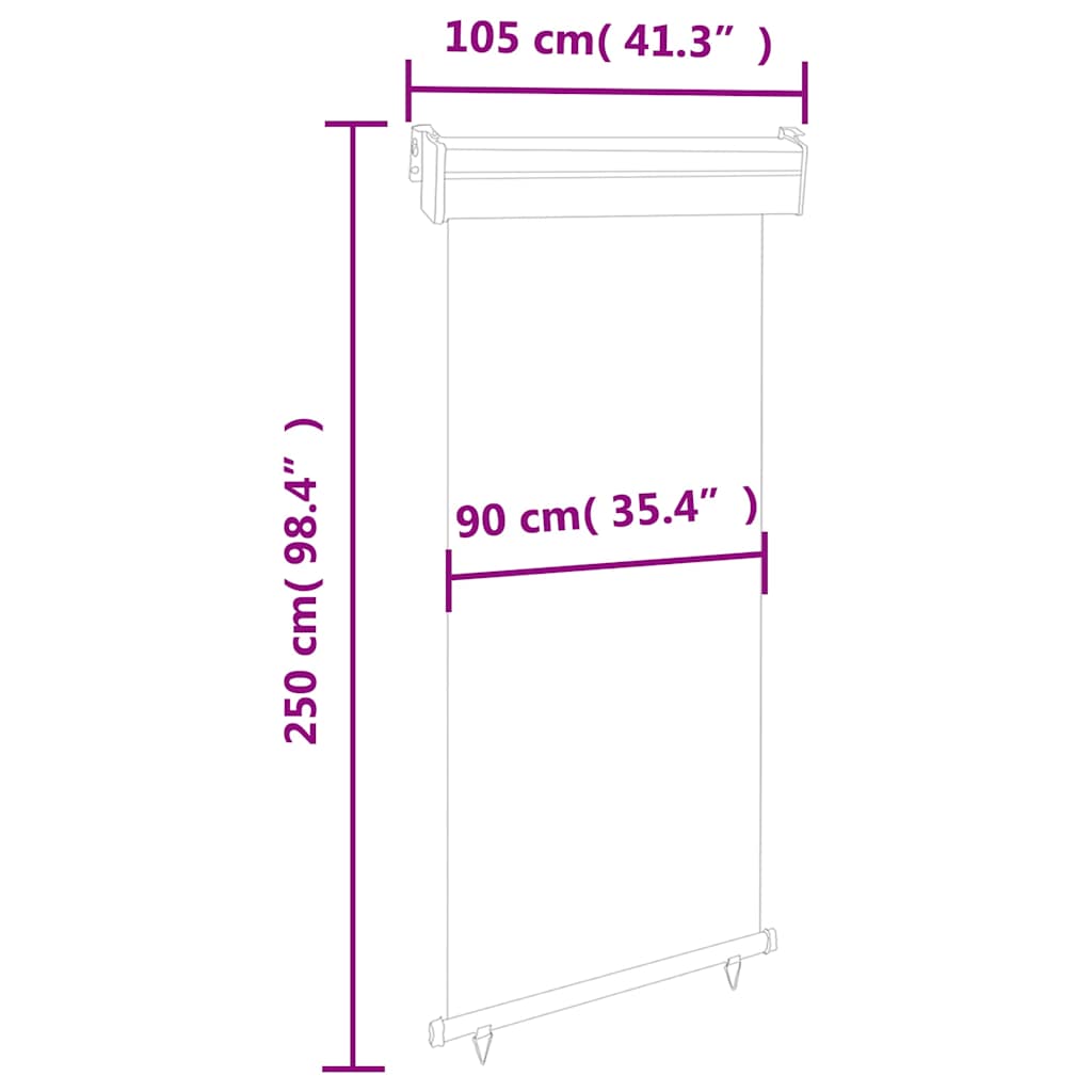 sidemarkise til altan 105x250 cm cremefarvet