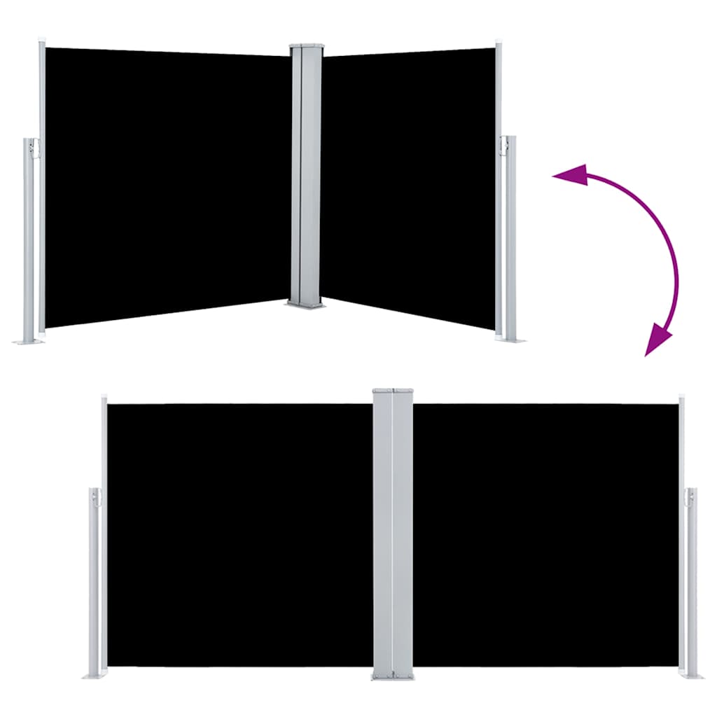 sammenrullelig sidemarkise 120 x 600 cm sort