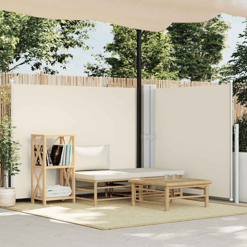 sammenrullelig sidemarkise 140 x 1000 cm cremefarvet