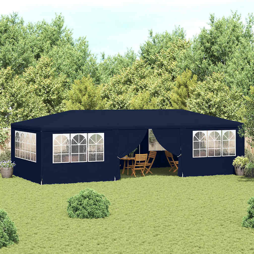 festtelt med sidevægge 4x9 m 90 g/m² blå