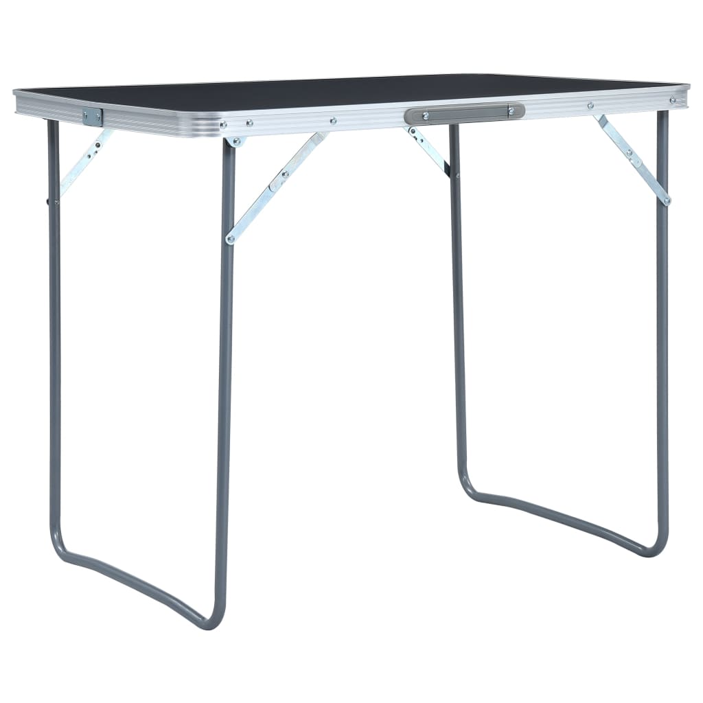 foldbart campingbord med metalstel 80 x 60 cm grå billede