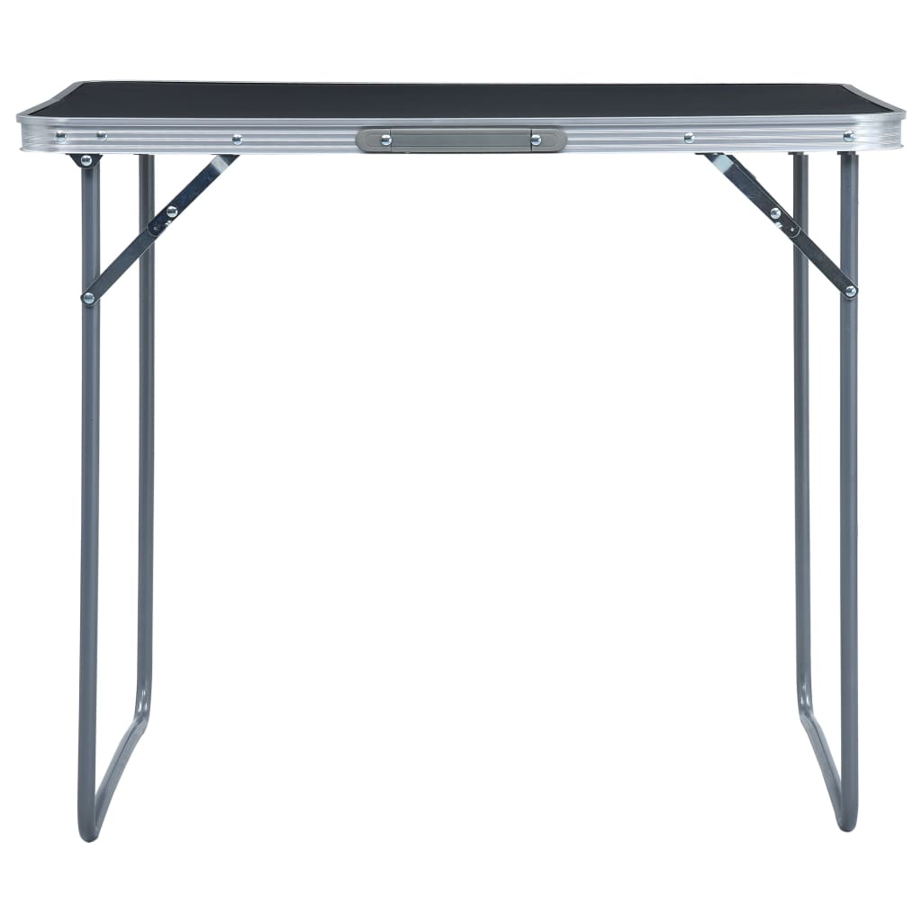 foldbart campingbord med metalstel 80 x 60 cm grå