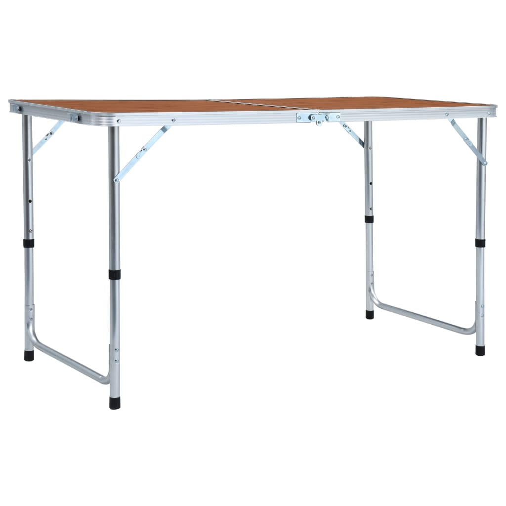 foldbart campingbord aluminium 120 x 60 cm billede
