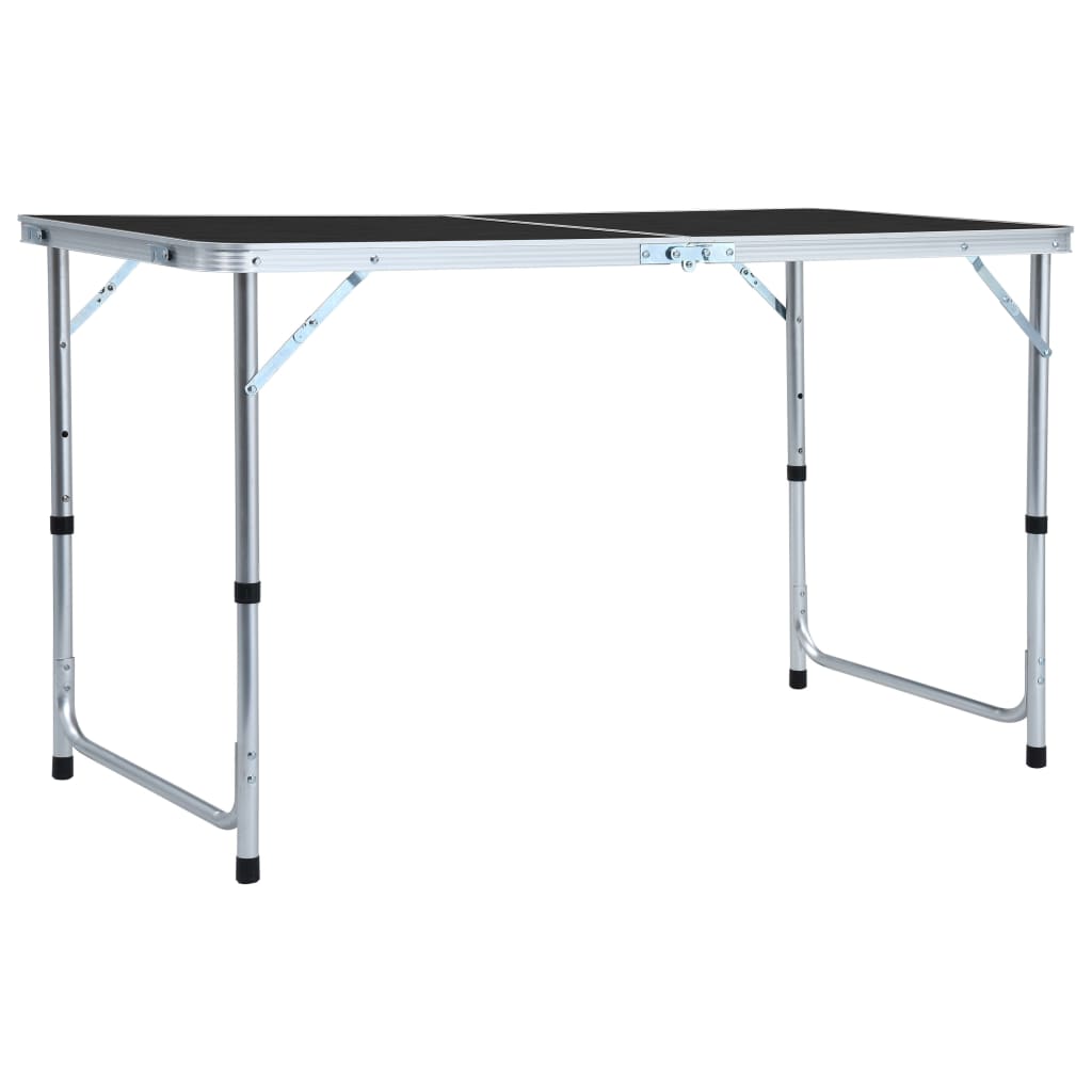 foldbart campingbord 120x60 cm aluminium grå billede