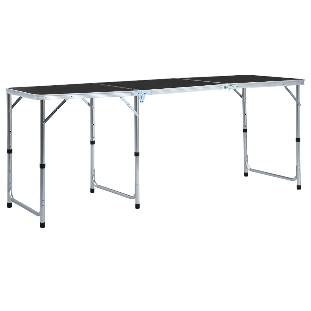 foldbart campingbord 180 x 60 cm aluminium grå billede