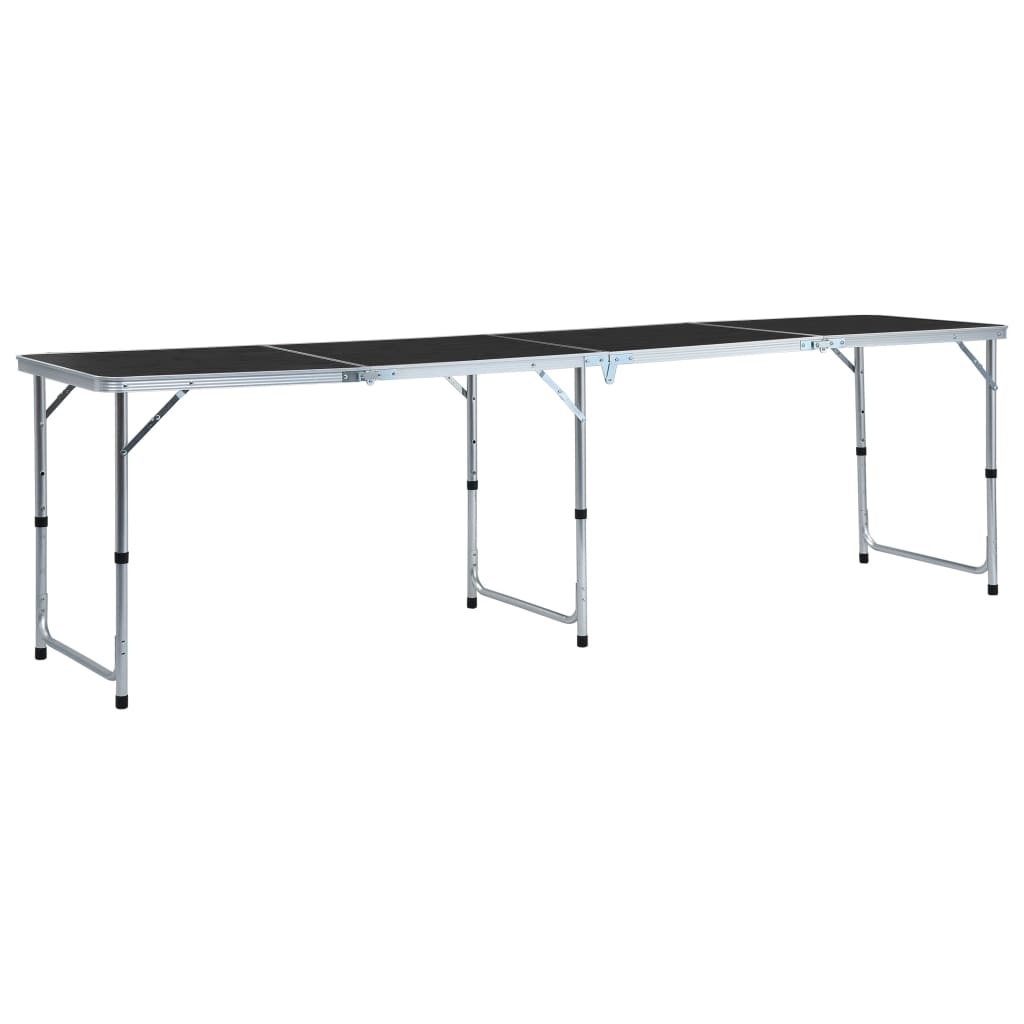 foldbart campingbord 240 x 60 cm aluminium grå billede