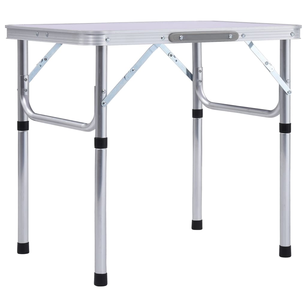 foldbart campingbord 60x45 cm aluminium hvid billede