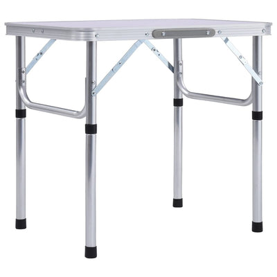 foldbart campingbord 60x45 cm aluminium hvid
