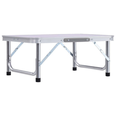 foldbart campingbord 60x45 cm aluminium hvid