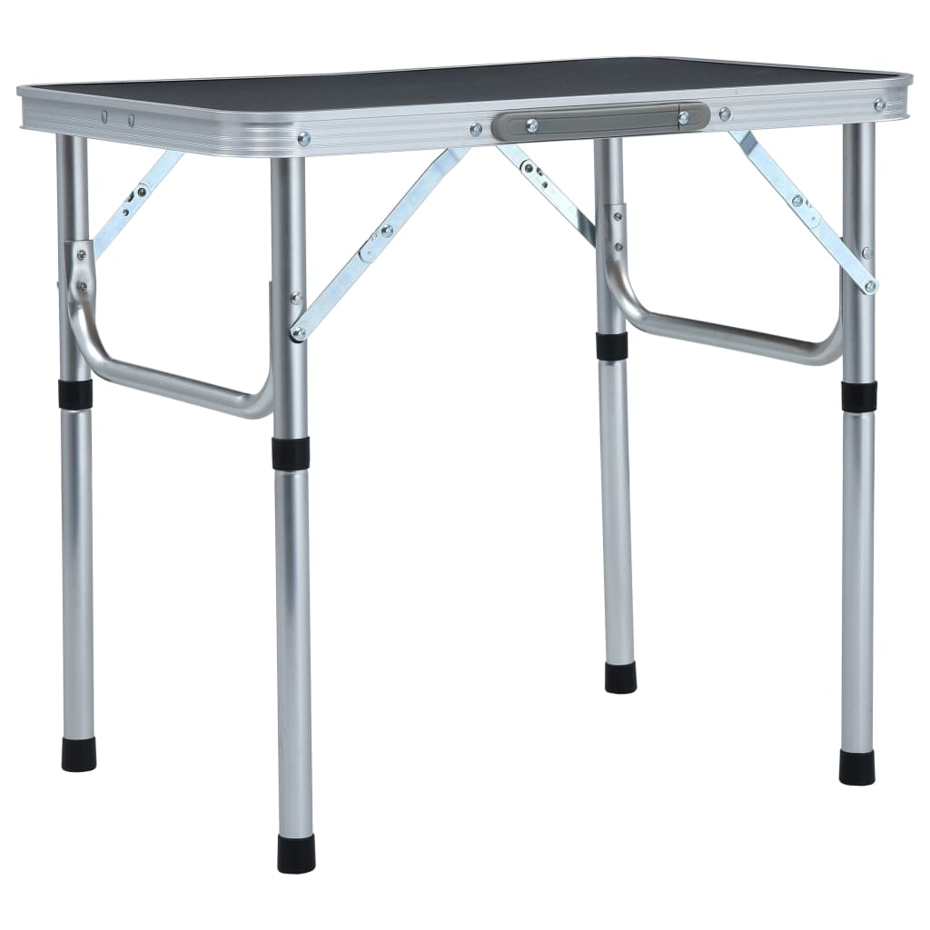 foldbart campingbord 60x45 cm aluminium grå billede