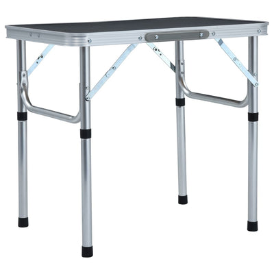 foldbart campingbord 60x45 cm aluminium grå