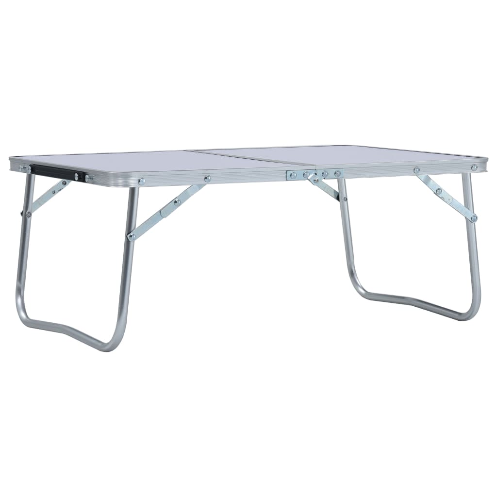foldbart campingbord 60 x 40 cm aluminium hvid billede