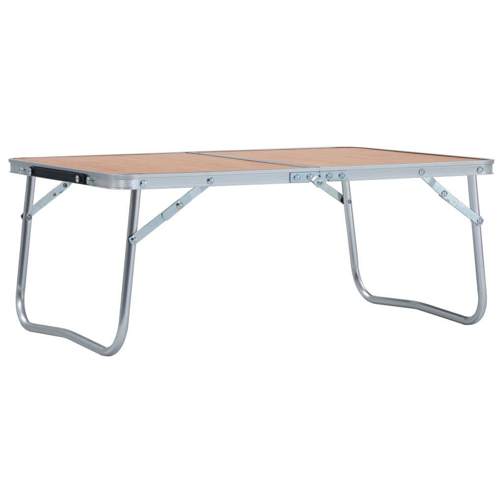 foldbart campingbord 60 x 40 cm aluminium brun billede