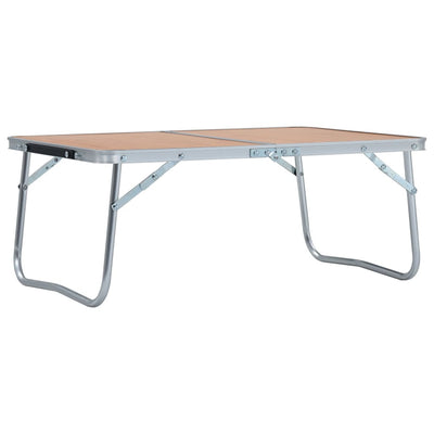 foldbart campingbord 60 x 40 cm aluminium brun