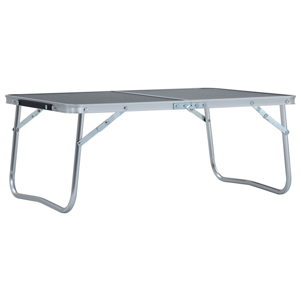 foldbart campingbord 60 x 40 cm aluminium grå billede
