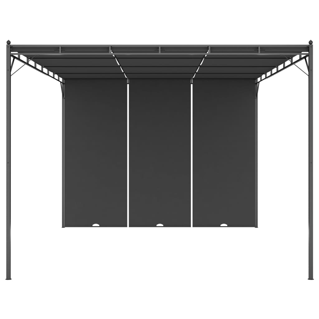 havepavillon med gardin 4x3x2,25 m antracitgrå