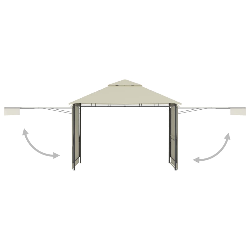 pavillon med 2 udvidelige tage 3x3x2,75 cm 180 g/m² cremefarvet