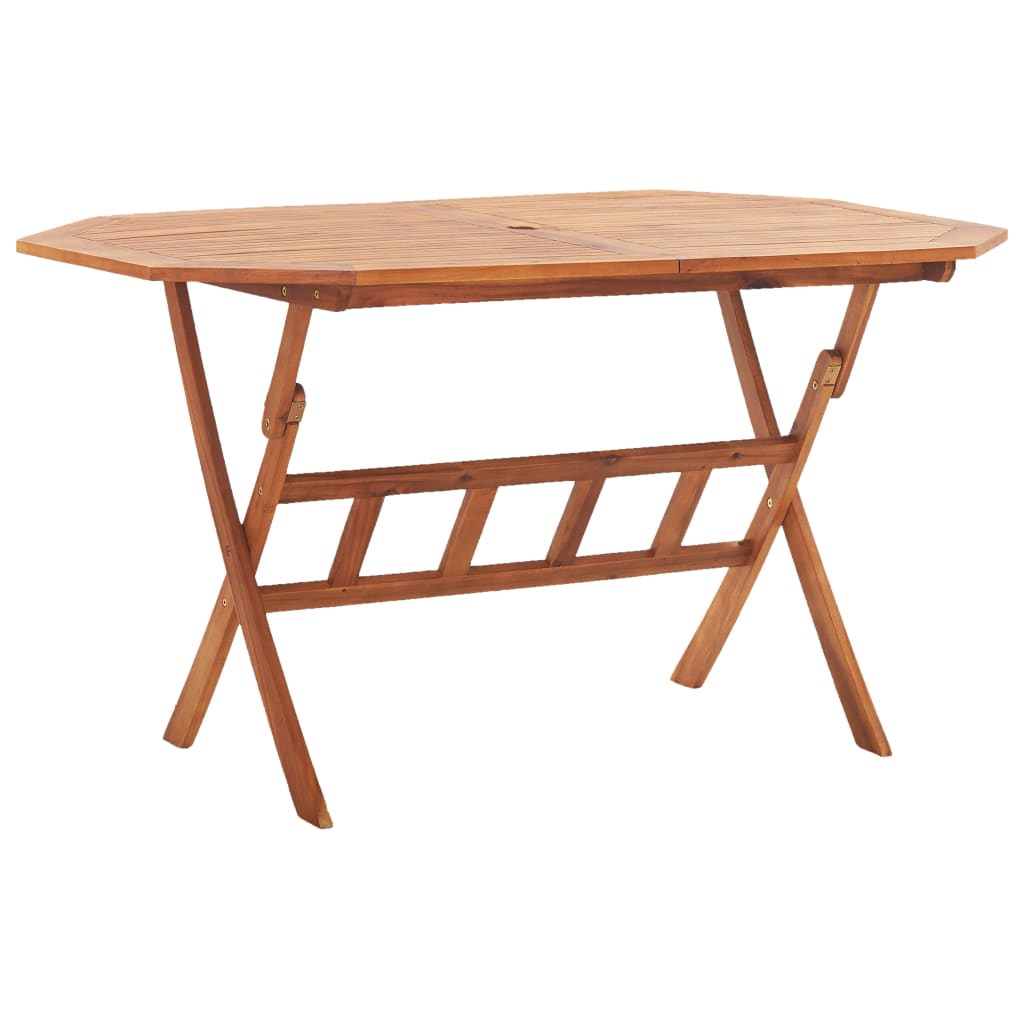 foldbart havebord 135 x 85 x 75 cm massivt akacietræ billede