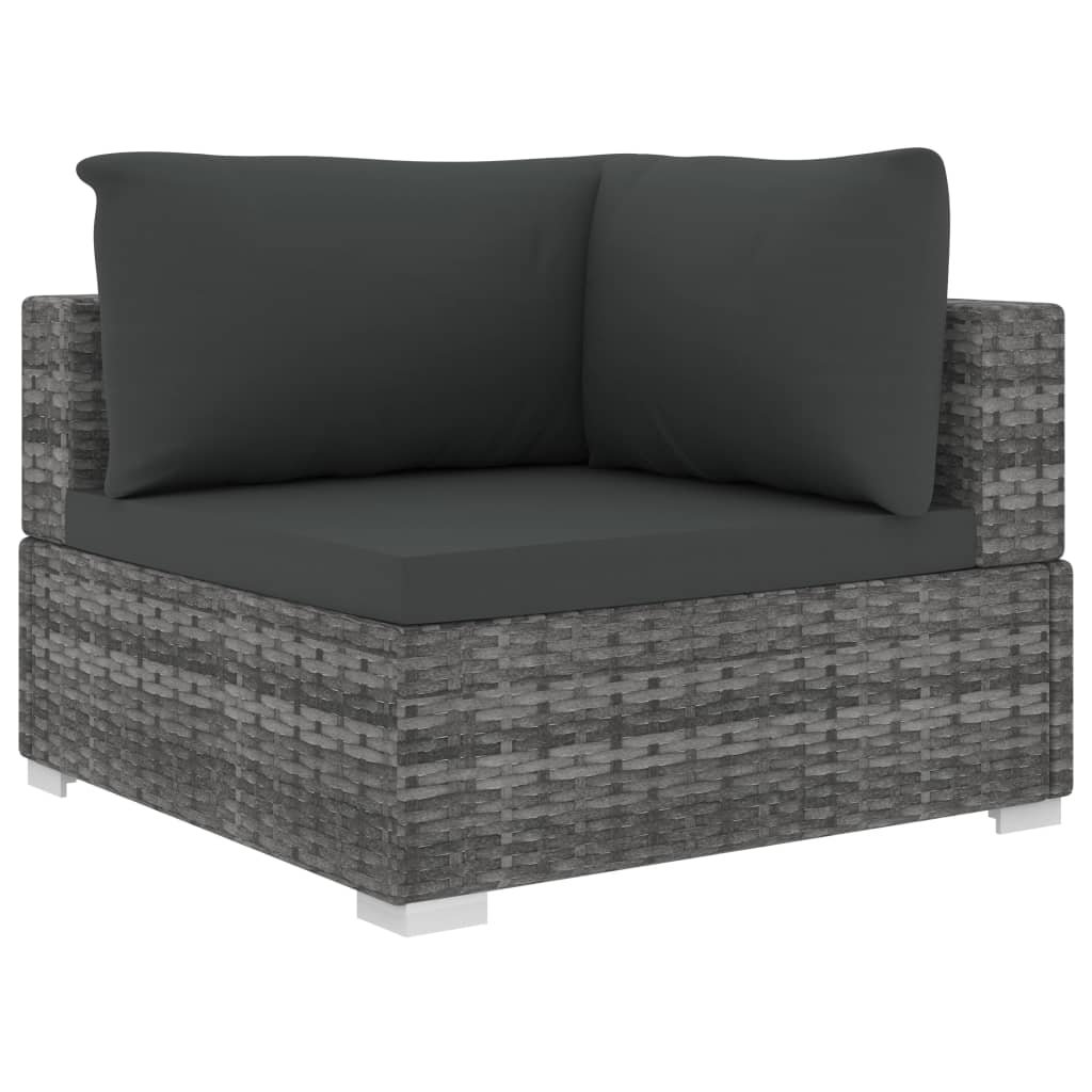 loungesæt til haven 11 dele med hynder polyrattan grå