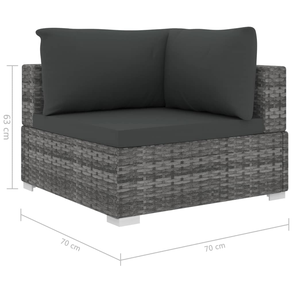 loungesæt til haven 11 dele med hynder polyrattan grå