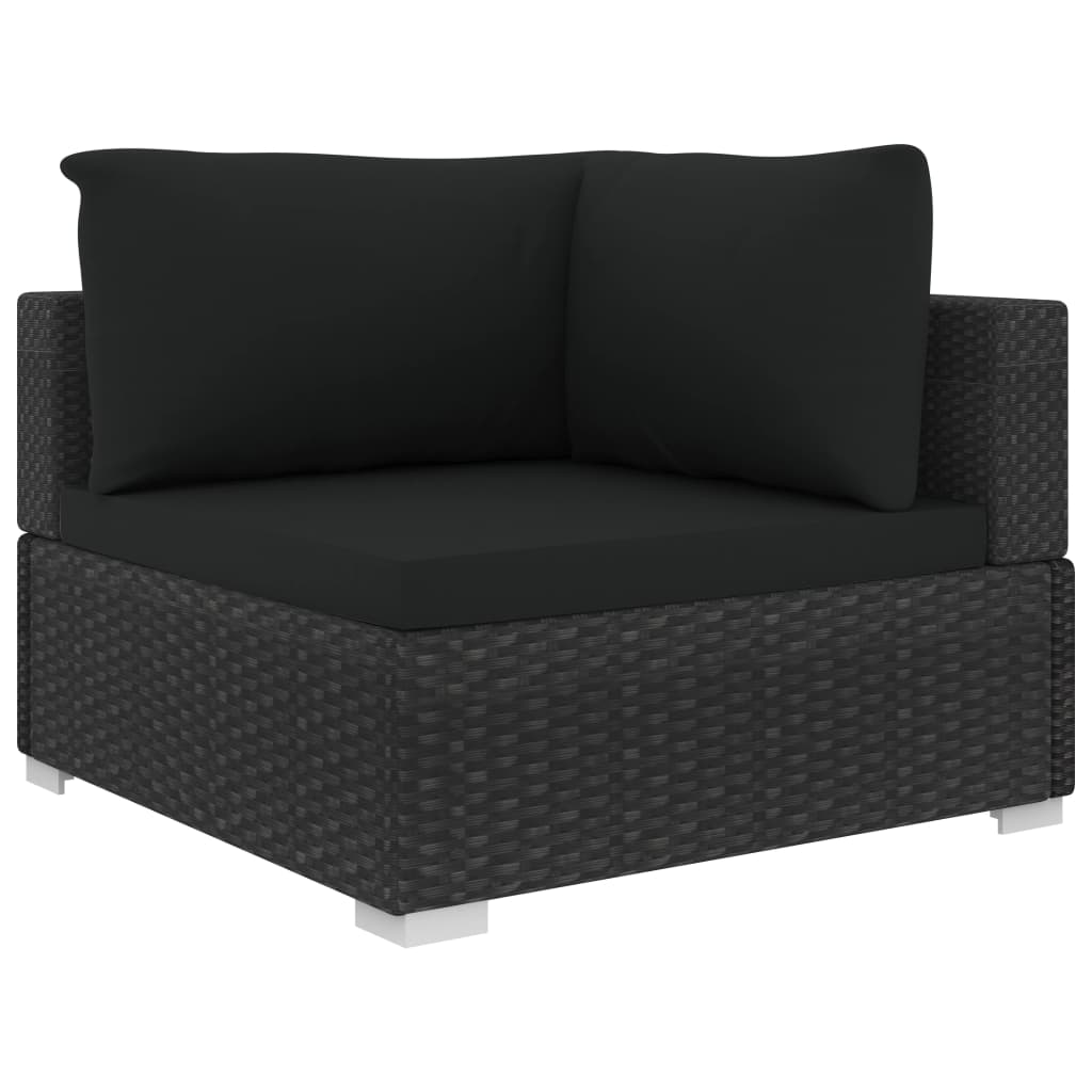 loungesæt til haven 11 dele med hynder polyrattan sort