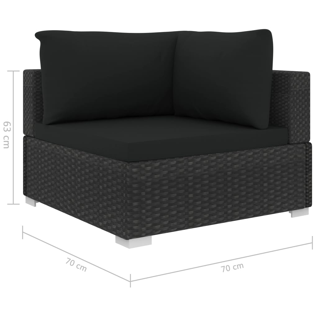 loungesæt til haven 11 dele med hynder polyrattan sort