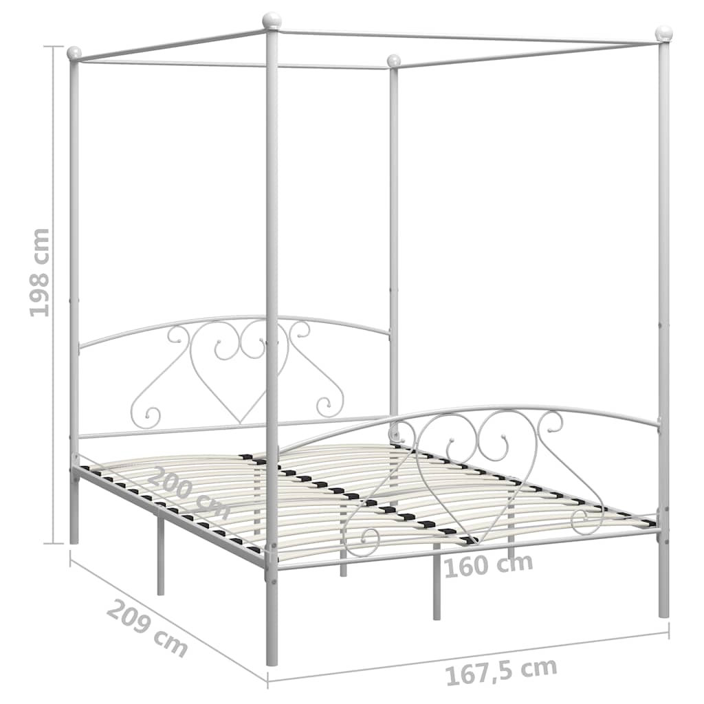 sengestel til himmelseng 160 x 200 cm metal hvid