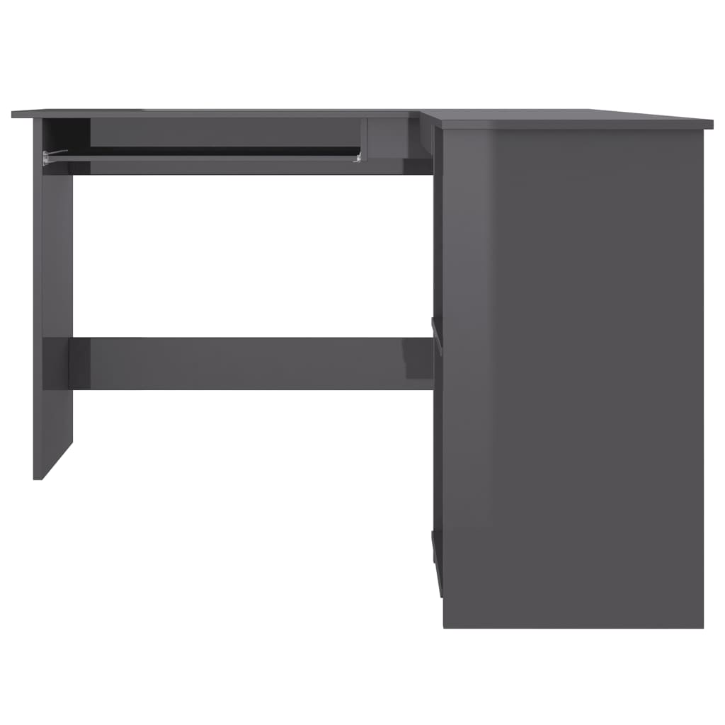 L-formet skrivebord 120x140x75 cm konstrueret træ grå højglans
