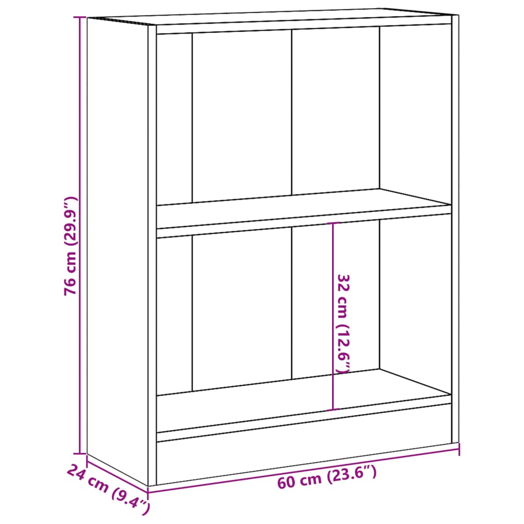 bogreol 60x24x76 cm konstrueret træ hvid