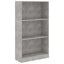 bogreol med 3 hylder 60x24x109 cm konstrueret træ betongrå