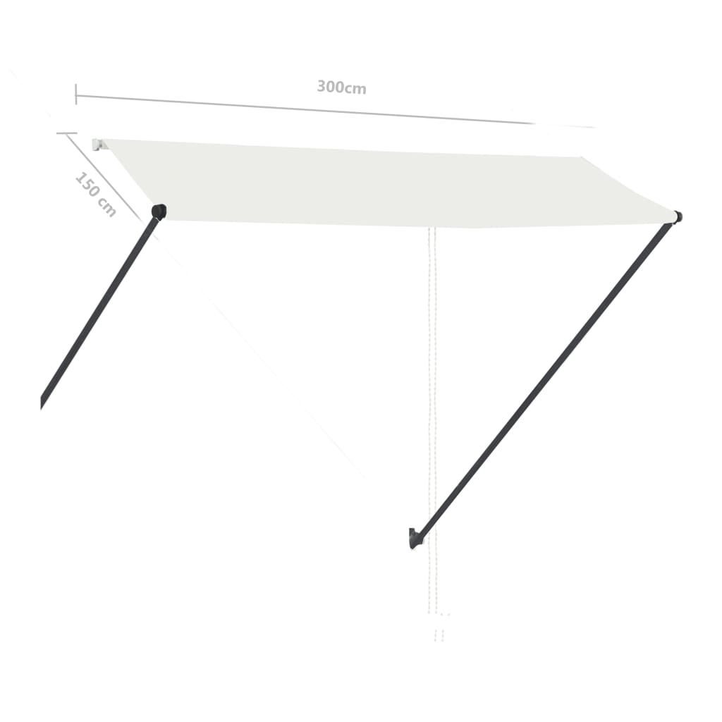 foldemarkise med LED 300x150 cm cremefarvet