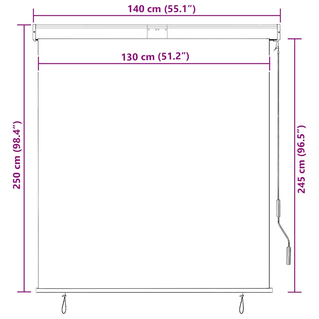 udendørs rullegardin 140x250 cm cremefarvet