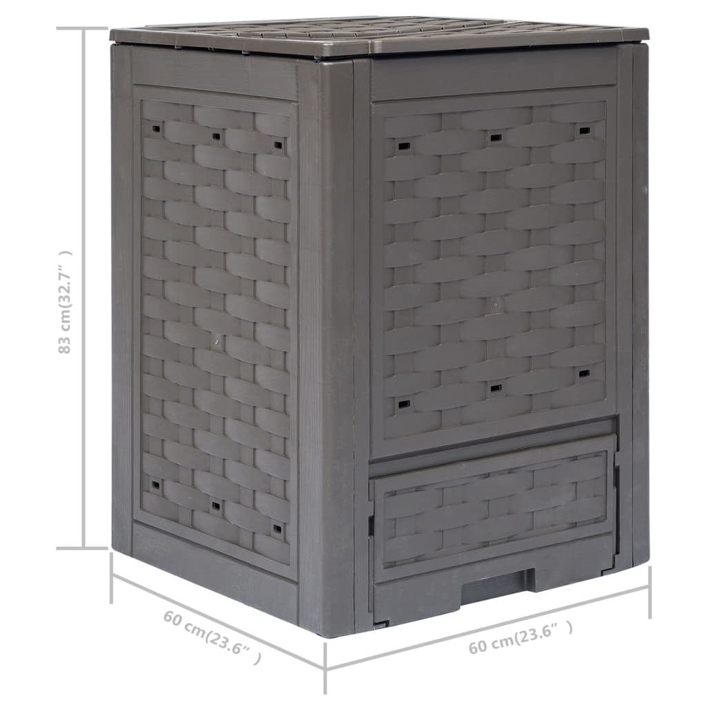 kompostbeholdere 2 stk. 60 x 60 x 83 cm 600 l brun