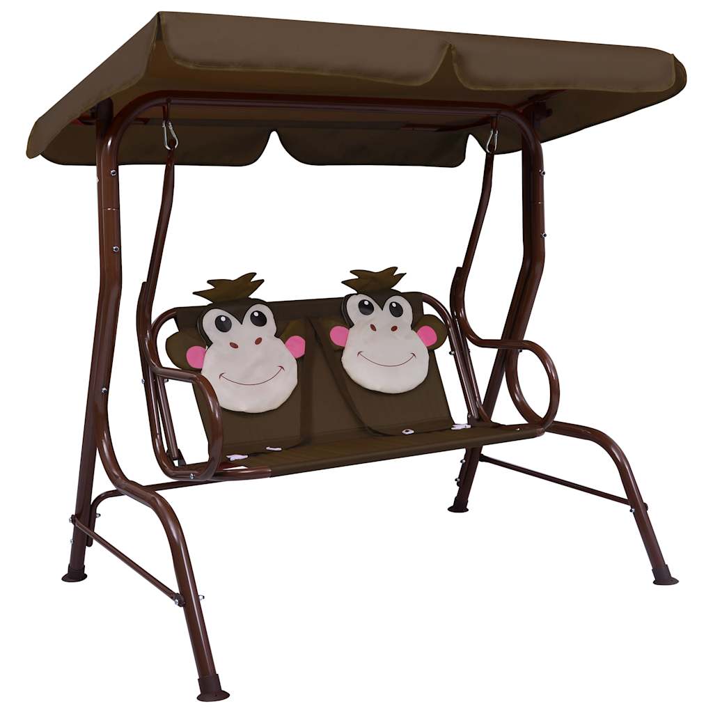 gyngebænk til børn 115x75x110 cm stof brun billede