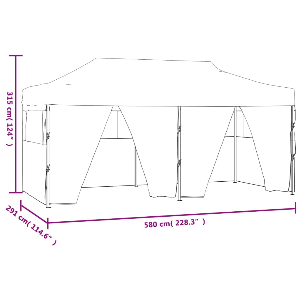 foldbart festtelt med 4 sidevægge 3 x 6 m stål blå