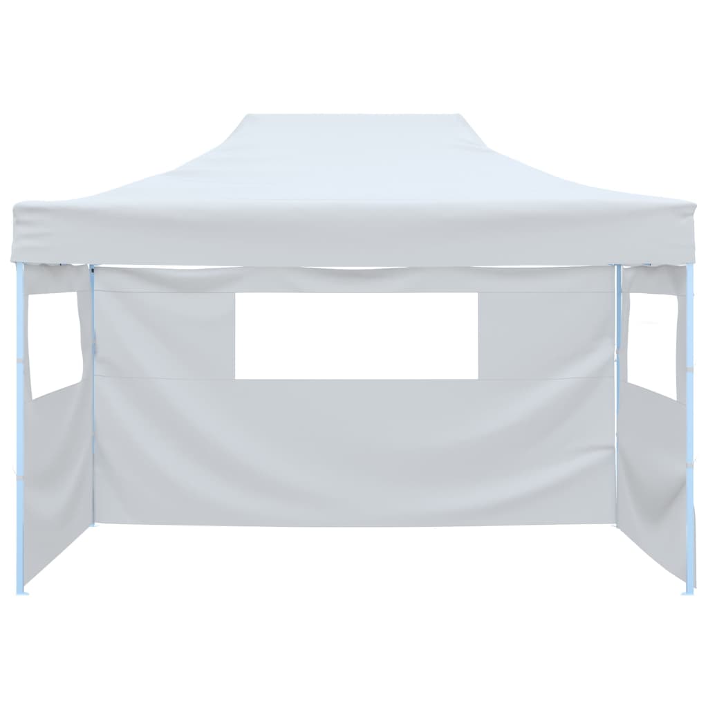 festtelt med 3 vægge 291x413x315 cm foldbart hvid