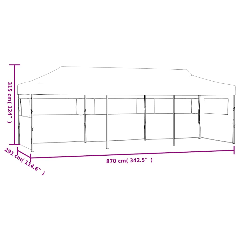foldbart pop op-festtelt med 5 sidevægge 3 x 9 m hvid