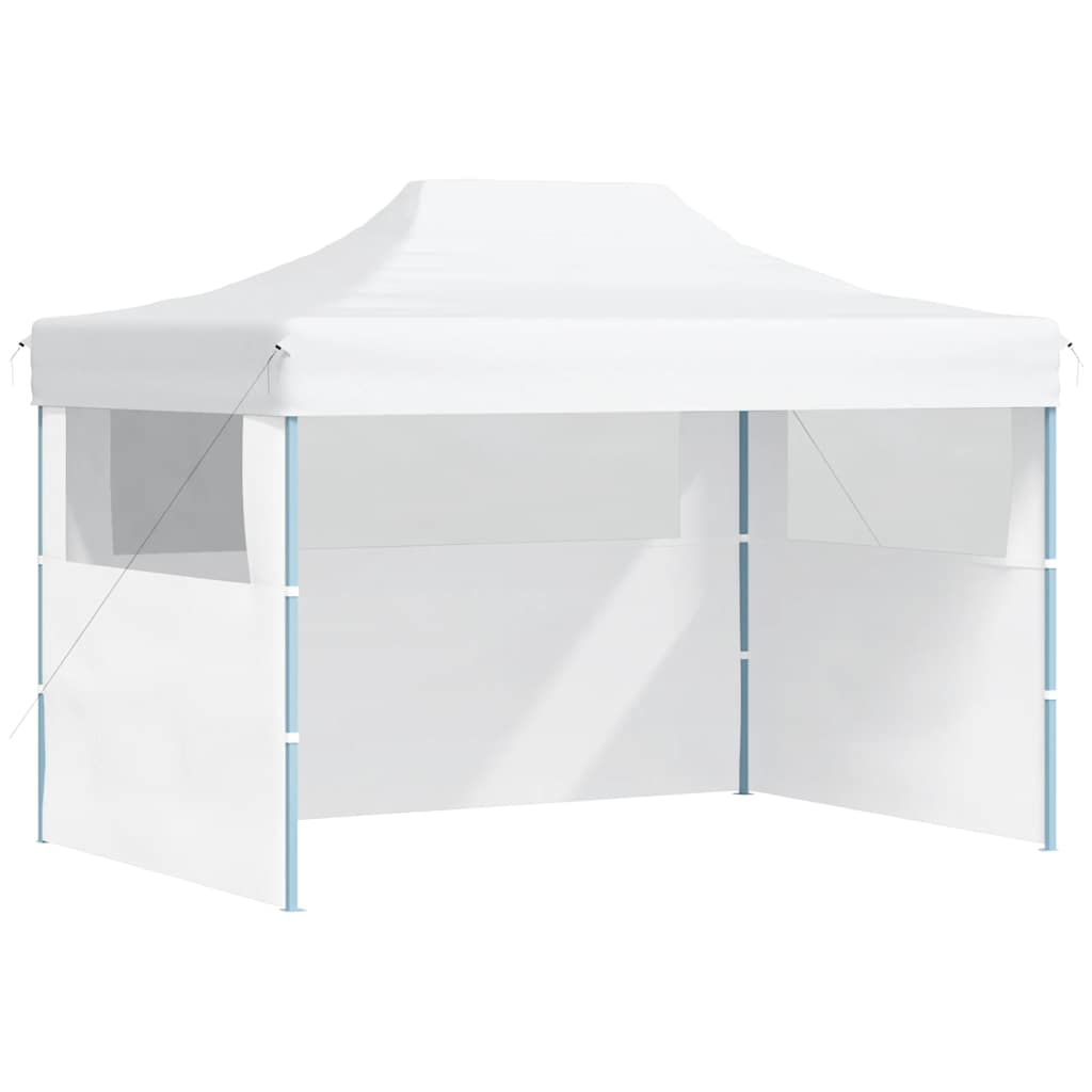 foldbart festtelt med 3 sidevægge 280x410x315 cm stål hvid