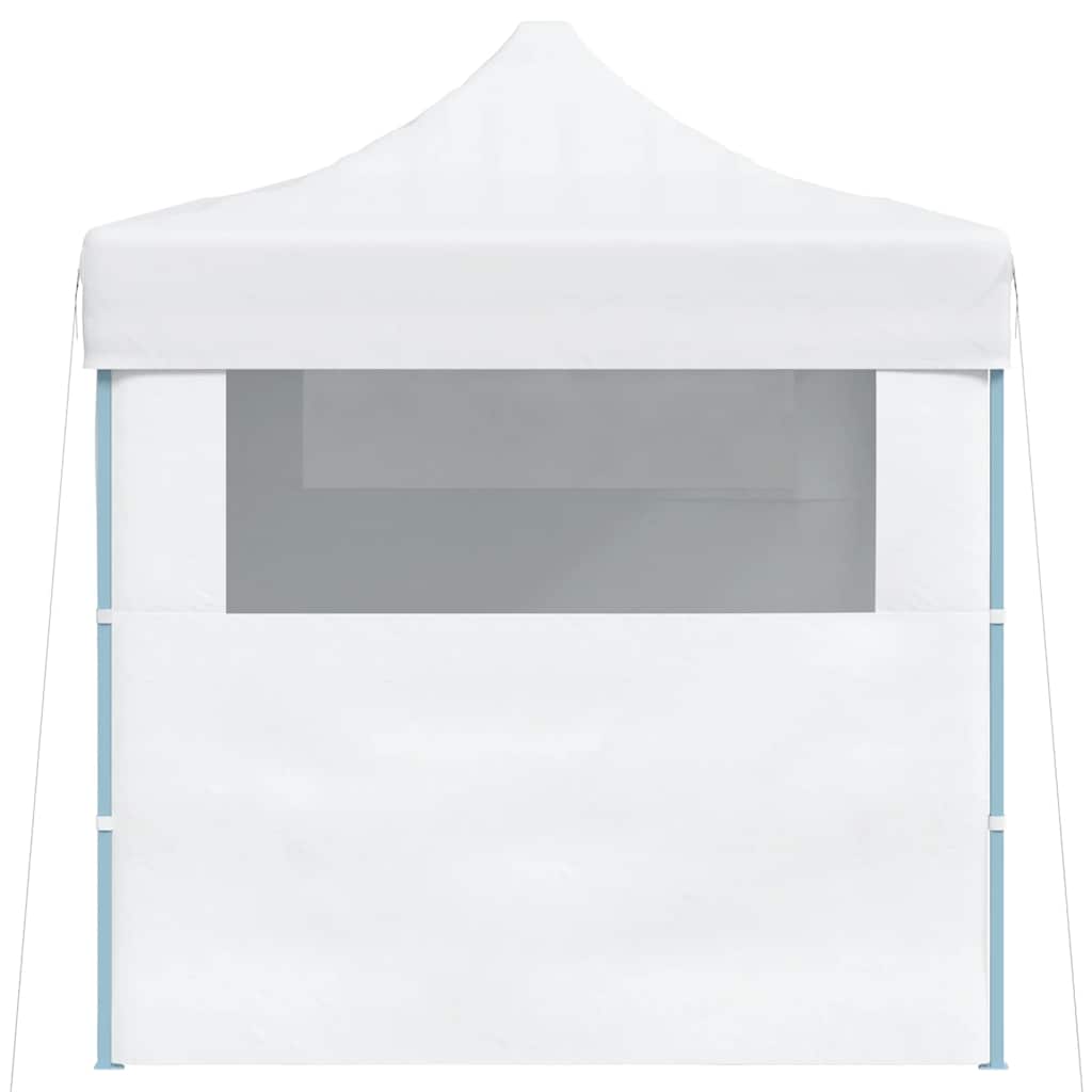 foldbart festtelt med 3 sidevægge 280x410x315 cm stål hvid