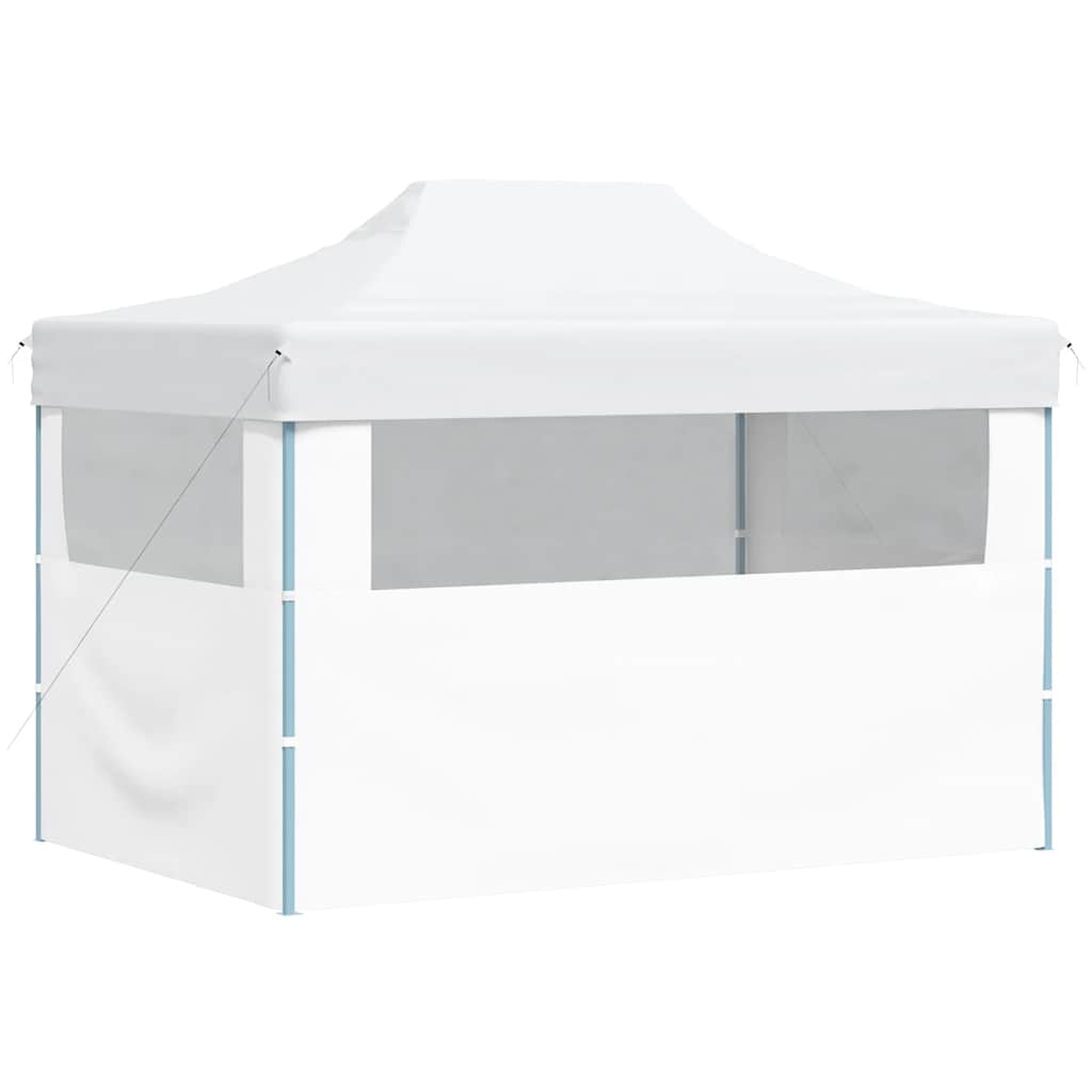 foldbart festtelt med 3 sidevægge 280x410x315 cm stål hvid